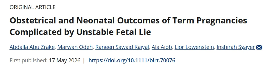 Inshirah Sgayer: Happy to Share Our New Publication on Unstable Fetal Lie