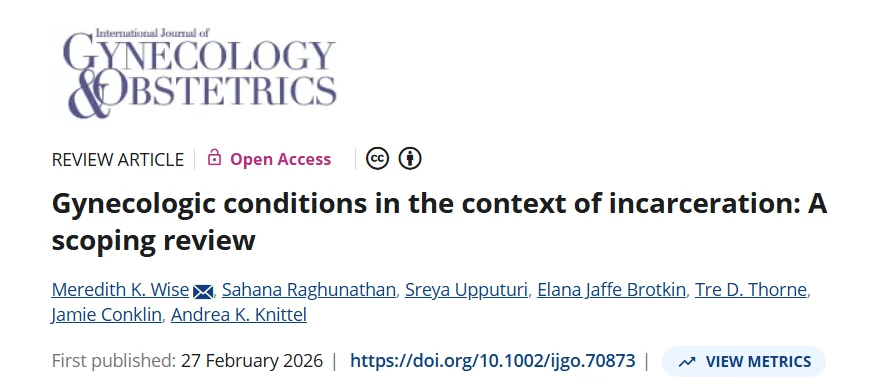Gynecologic Conditions in the Context of Incarceration – IJGO