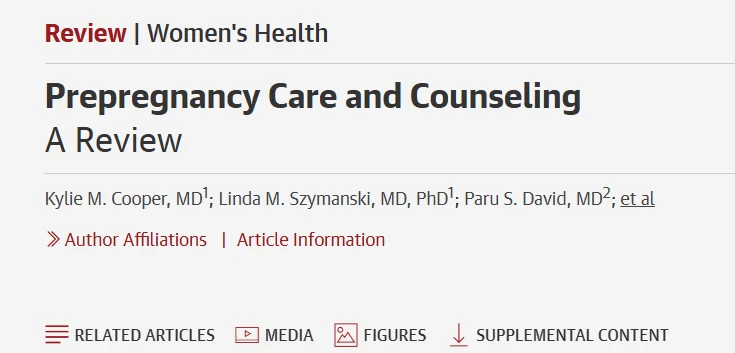 Evidence-Based Prepregnancy Care for Maternal and Neonatal Health – JAMA
