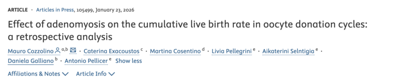 Effect of Adenomyosis on the Cumulative Live Birth Rate in Oocyte Donation Cycles – RBMO