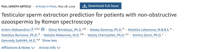 Testicular Sperm Extraction Prediction for Patients with Non-Obstructive Azoospermia by Raman Spectroscopy – Fertility and Sterility