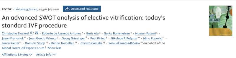 An Advanced SWOT Analysis of Elective Vitrification, Today’s Standard IVF Procedure – RBMO