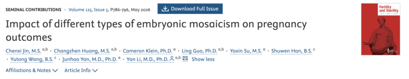 Impact of Different Types of Embryonic Mosaicism on Pregnancy Outcomes! – Fertility and Sterility