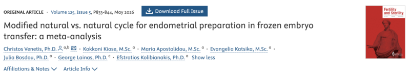 Natural Cycle for Endometrial Preparation in Frozen Embryo Transfer – Fertility and Sterility