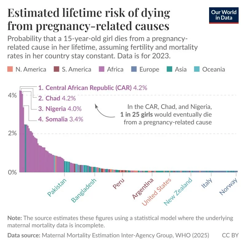 Estimated Lifetime Risk of Dying From Pregnancy – Our World in Data