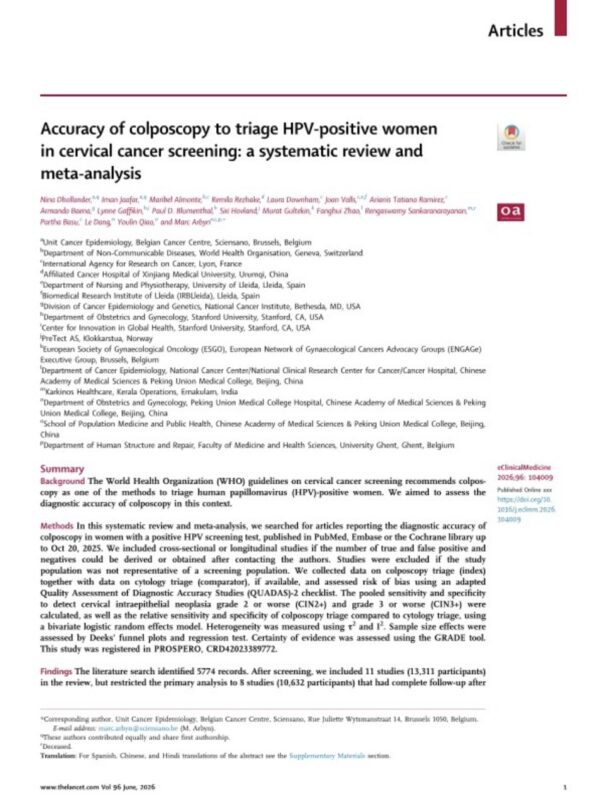 Partha Basu: Colposcopy Performance in Triage of HPV-Positive Women