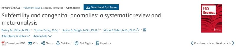 Subfertility and congenital anomalies