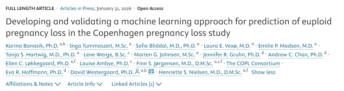 Developing and Validating a Machine Learning Approach for Prediction of Euploid Pregnancy Loss – Fertility and Sterility