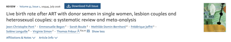 Live Birth Rate After ART With Donor Semen in Single Women, Lesbian Couples, and Heterosexual Couples – RBMO