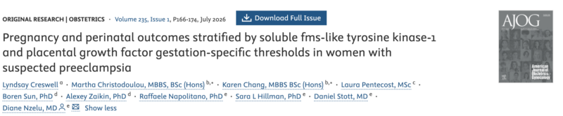 Christopher Robinson: Pregnancy and Perinatal Outcomes Stratified by Soluble Fms-Like Tyrosine Kinase-1