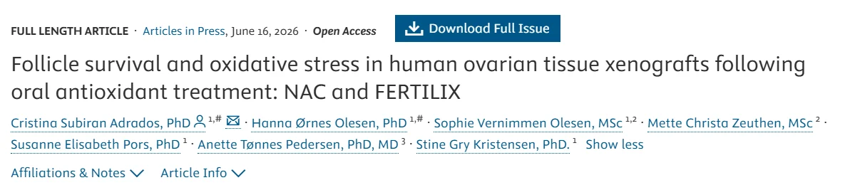 Antioxidants and Follicle Survival in Ovarian Tissue Xenografts – Fertility and Sterility