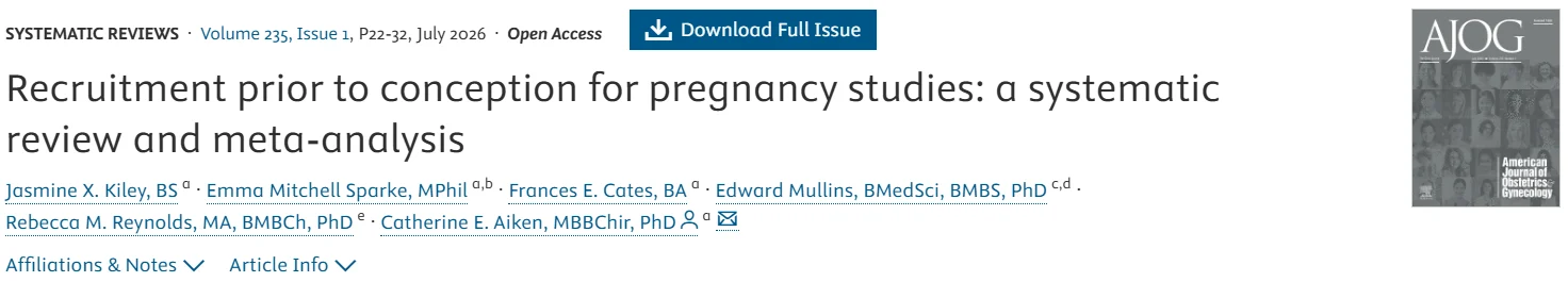 Christopher Robinson: Recruitment Prior to Conception for Pregnancy Studies