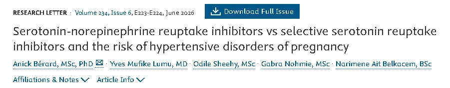 Christopher Robinson: SNRI vs SSRI and the Risk of Hypertensive Disorders of Pregnancy