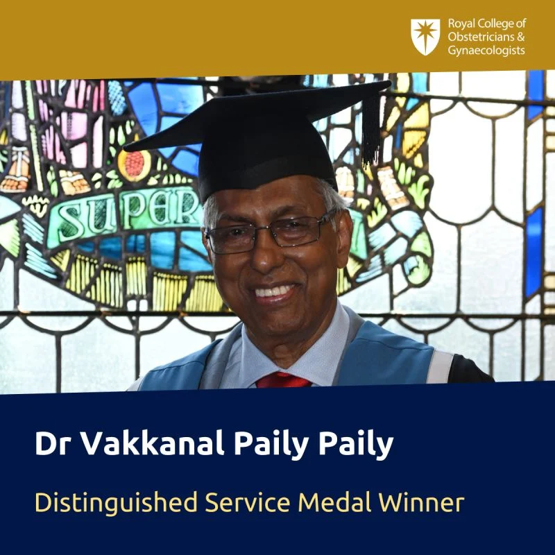 Vakkanal Paily Awarded RCOG Distinguished Service Medal for Transforming Maternal Care in Kerala – RCOG