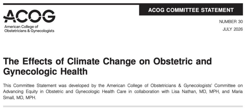 Blair Wylie: The Effects of Climate Change on Obstetric and Gynecologic Health