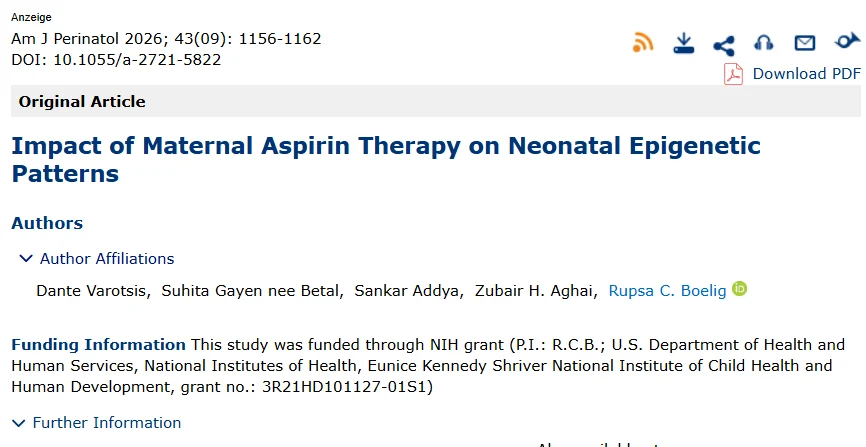 Christopher Robinson: Impact of Maternal Aspirin Therapy on Neonatal Epigenetic Patterns