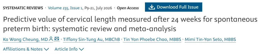 Christopher Robinson: Predictive Value of Cervical Length Measured After 24 Weeks for Preterm Birth