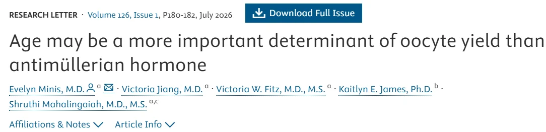Age May Be a More Important Determinant of Egg Yield Than AMH – Fertility and Sterility