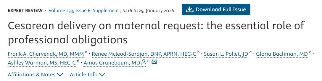 Christopher Robinson: The Role of Professional Obligations for Cesarean Delivery on Maternal Request