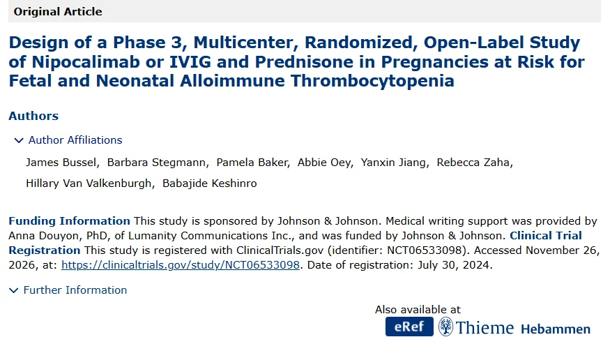 Christopher Robinson: Nipocalimab Compared With IVIG and Prednisone in FNAIT-Risk Pregnancies
