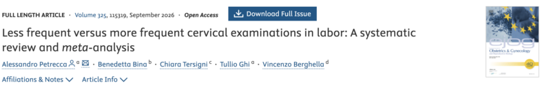 Alessandro Petrecca: What Is the Optimal Cervical Examination Schedule During Labor?