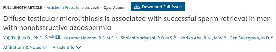 Diffuse Testicular Microlithiasis Is Associated with Successful Sperm Retrieval – Fertility and Sterility