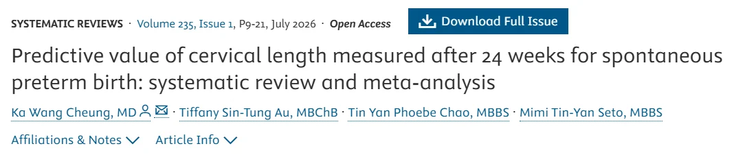 Christopher Robinson: Predictive Value of Cervical Length Measured After 24 Weeks for Spontaneous Preterm Birth