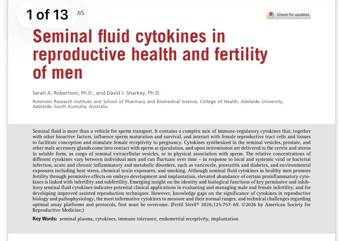 Sarah Robertson: Advances in Seminal Fluid Cytokines and Relevance to Fertility in Men