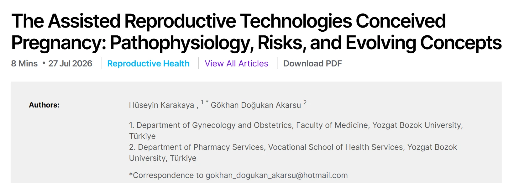 Are Pregnancies Conceived Via ART Truly a Distinct Obstetric Phenotype? – EMJ