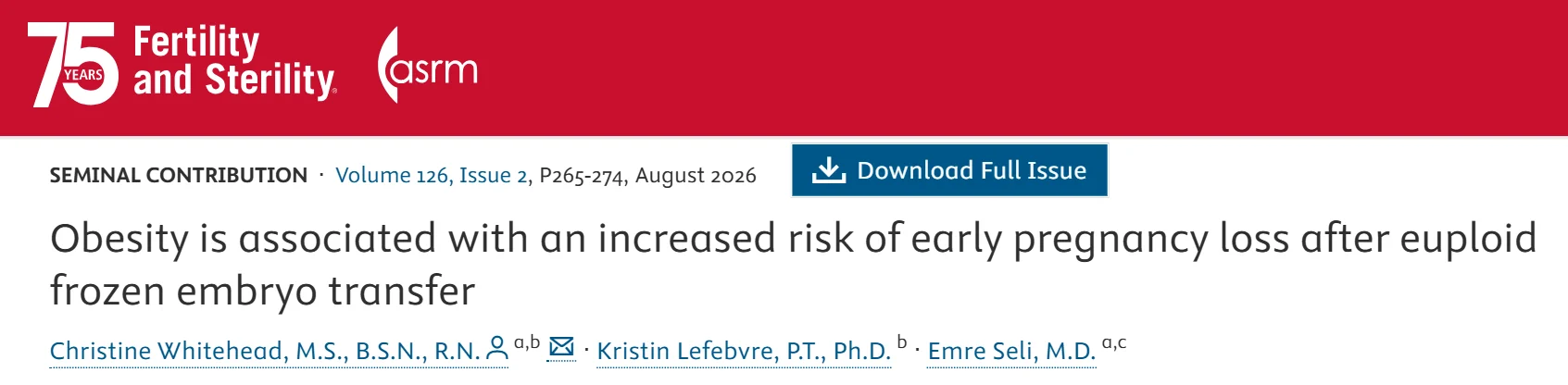 New Study Examines the Link Between Obesity and Early Pregnancy Loss After Euploid FET