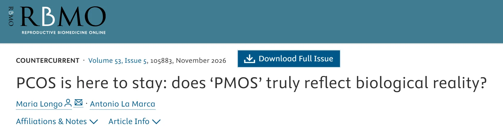 Marco Zaccaria: The Transition from PCOS to PMOS May Represent Not Merely a Terminological Refinement…