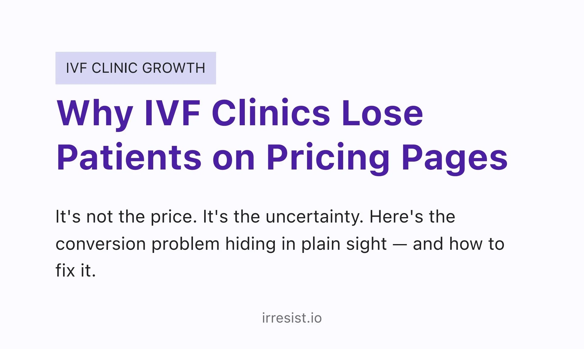 Robert Borowczyk: Why IVF Clinics Lose Patients on Pricing Page