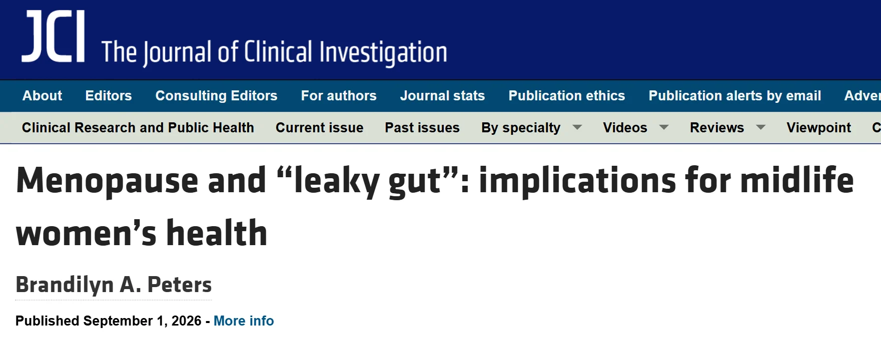 Eric Topol: Ovarian Aging and the “Leaky Gut”