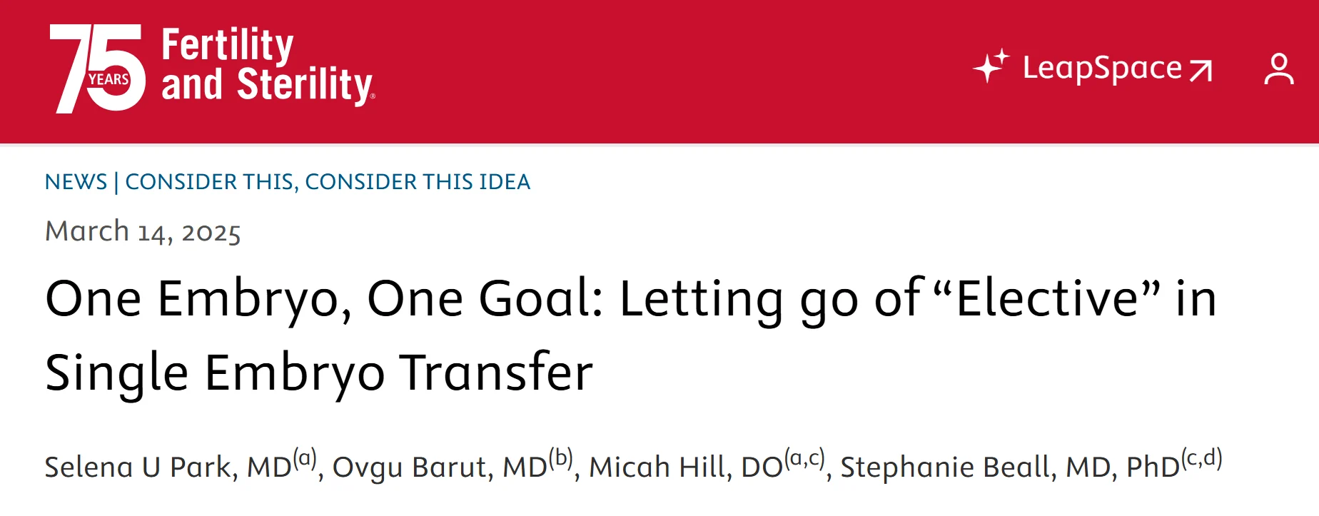 Stephanie Beall: Letting Go of “Elective” in Single Embryo Transfer