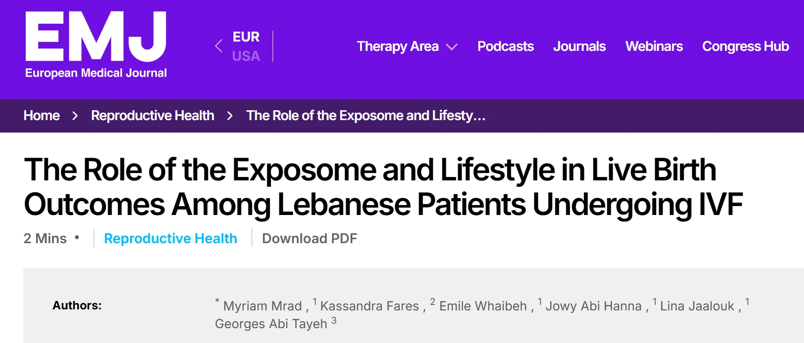 How Environmental and Lifestyle Exposures Could Play a Role in Fertility Outcomes – EMJ