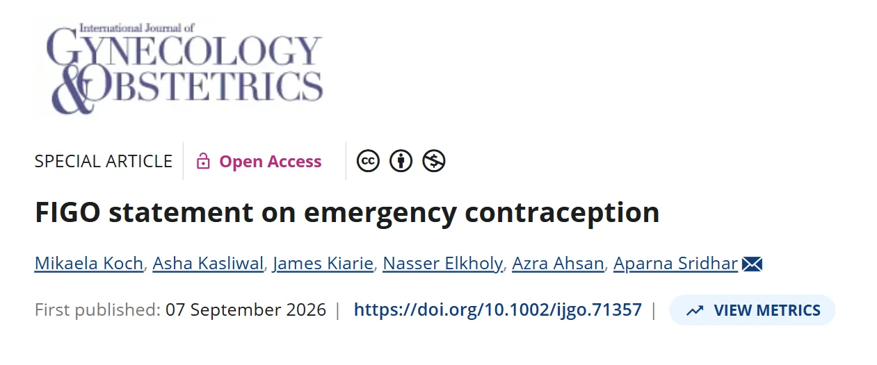 Aparna Sridhar։ FIGO Statement on Emergency Contraception