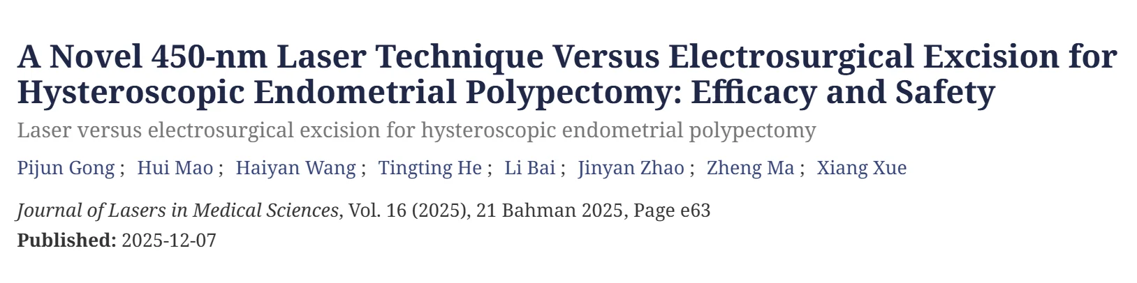 Laser Hysteroscopy: Towards Precision and Fertility-Preserving Intrauterine Surgery