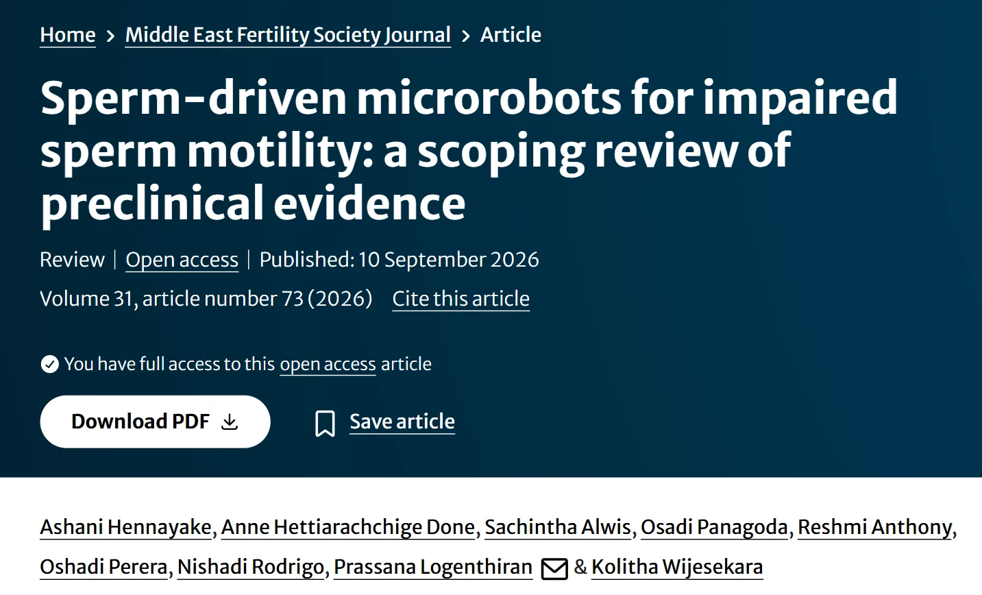 Sachintha Alwis: From Impaired Sperm Motility to Microrobotics
