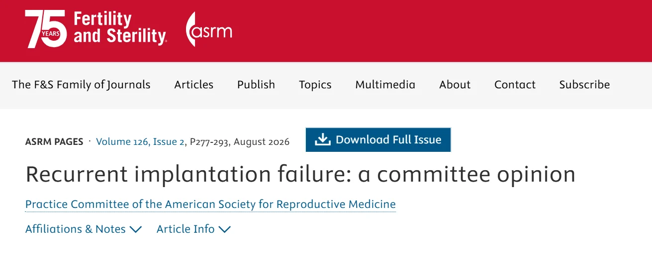 Paul Pirtea։ The Recurrent Implantation Failure Definition Has Been Confirmed by ASRM