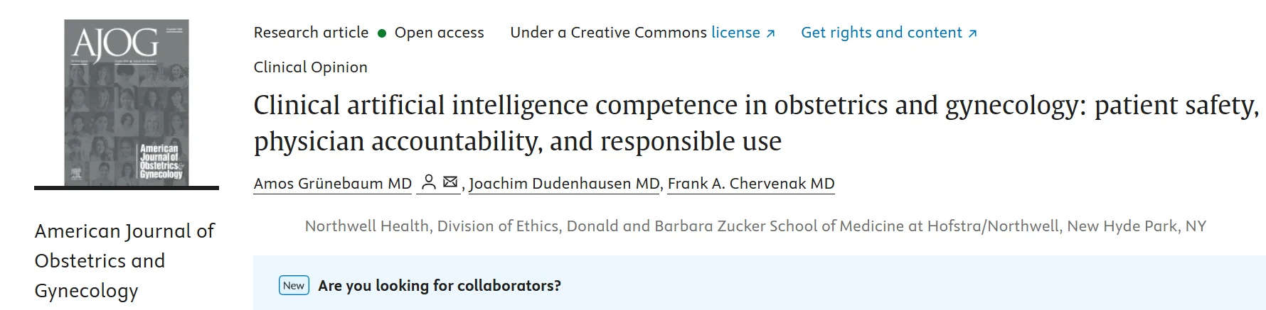 Amos Grünebaum։ The Big Concern Is Making Sure Doctors Use AI Without Putting Patients at Risk