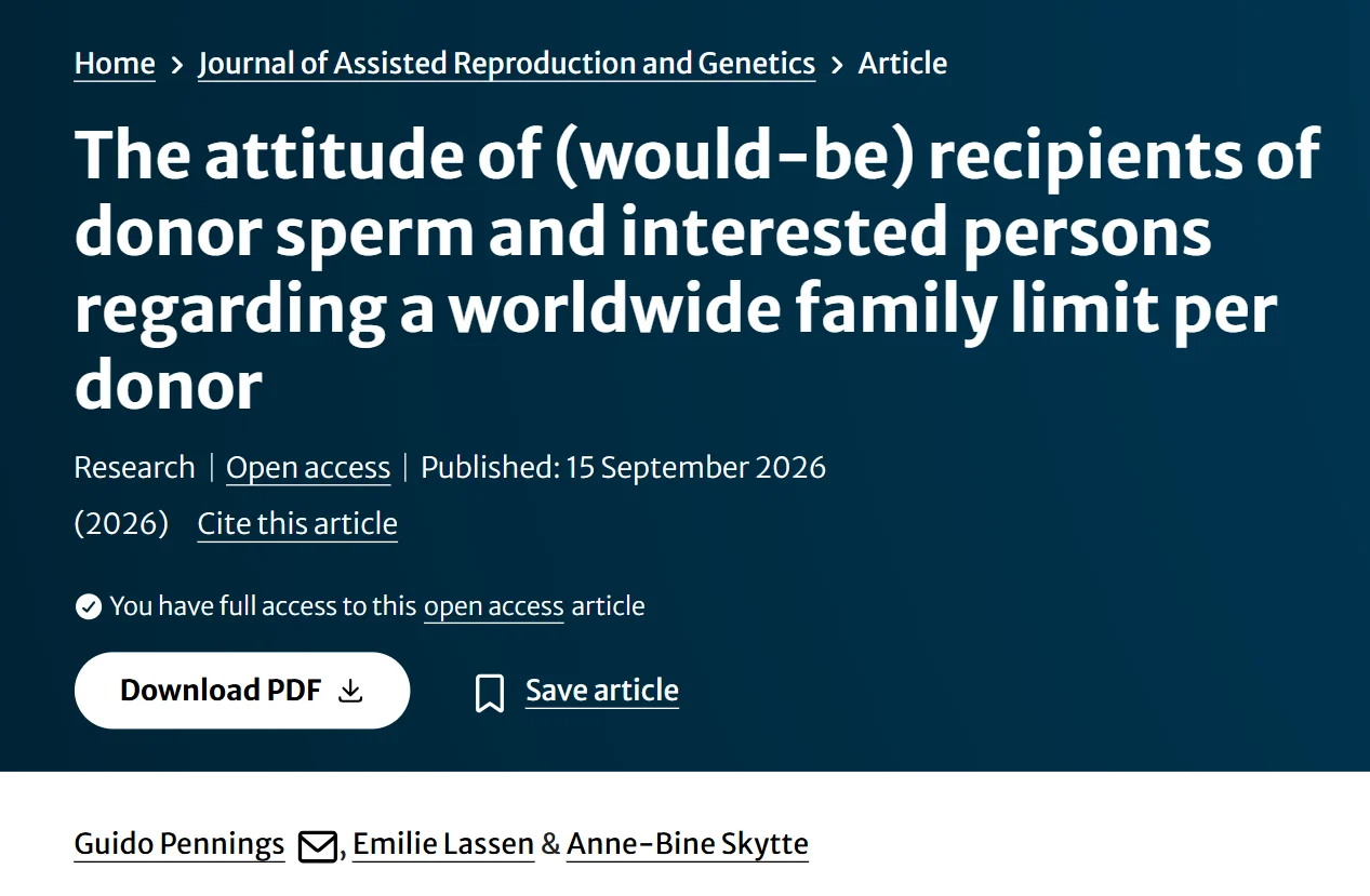 Emilie Lassen: Worldwide Family Limits for Sperm Donors