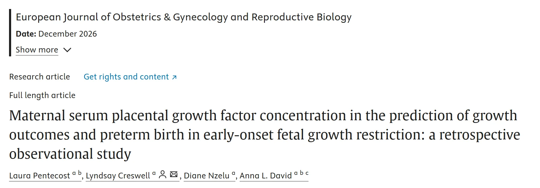 Anna David: Can You Predict Pregnancy Outcome at Diagnosis of Early-Onset FGR?
