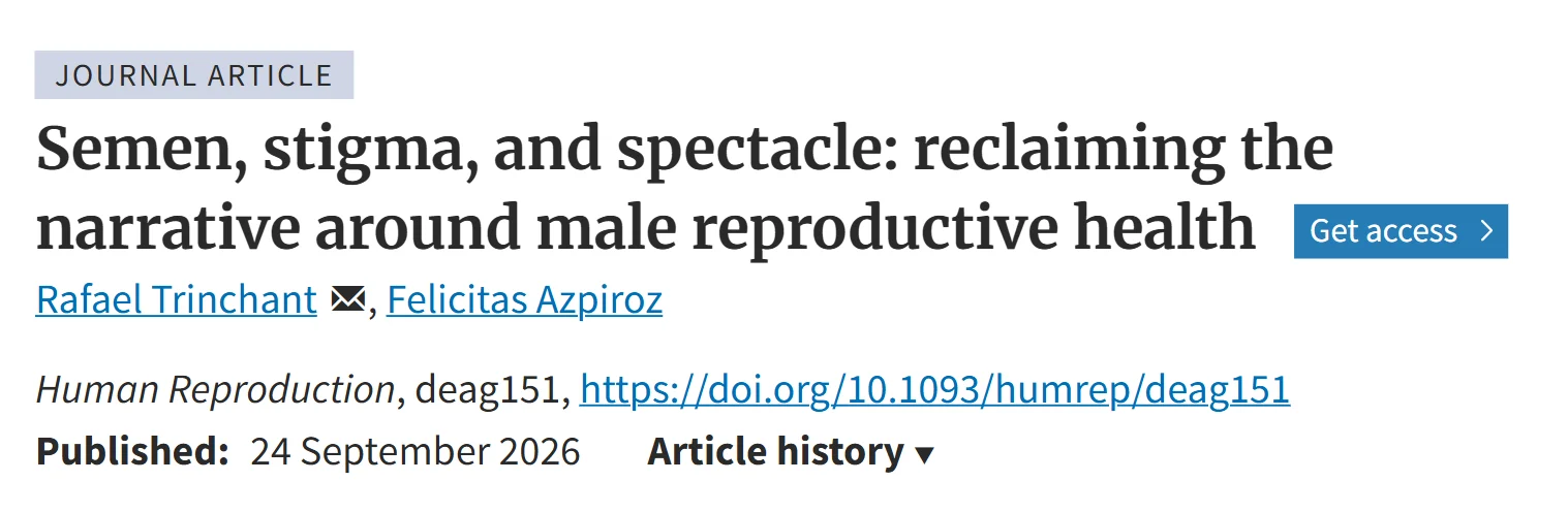 Rafael Trinchant: Thrilled to Share Our Article on Semen, Stigma, and Spectacle