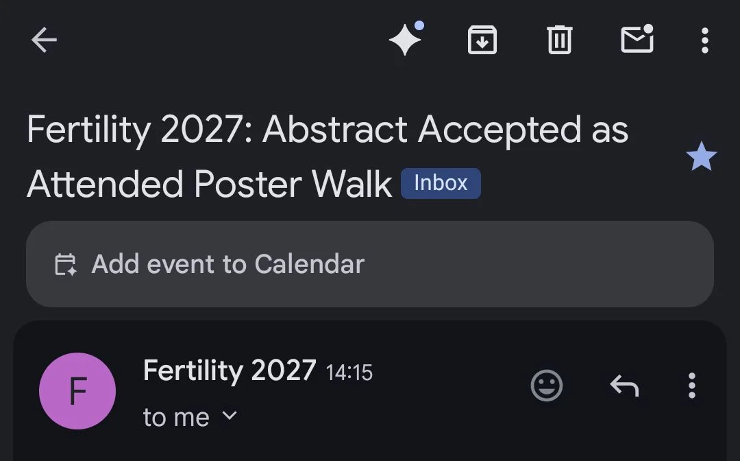 Ananya Anand Kumar: Excited to Share that My Cryopreservation Abstract Was Accepted for Fertility 2027