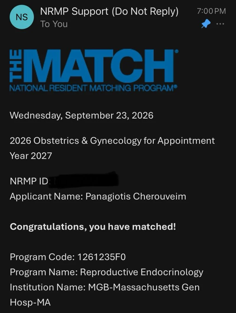 Panagiotis Cherouveim: Grateful to Match Into REI at Massachusetts General Hospital