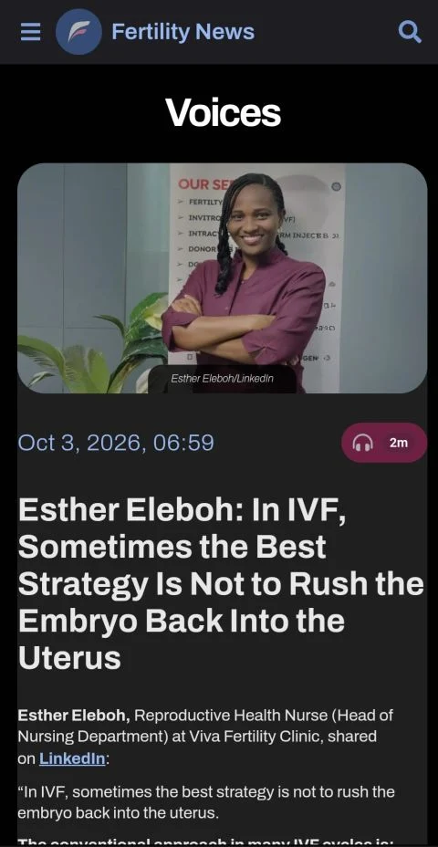 Esther Eleboh: Thankful to Fertility News for Recognizing My Work and Amplifying My Voice