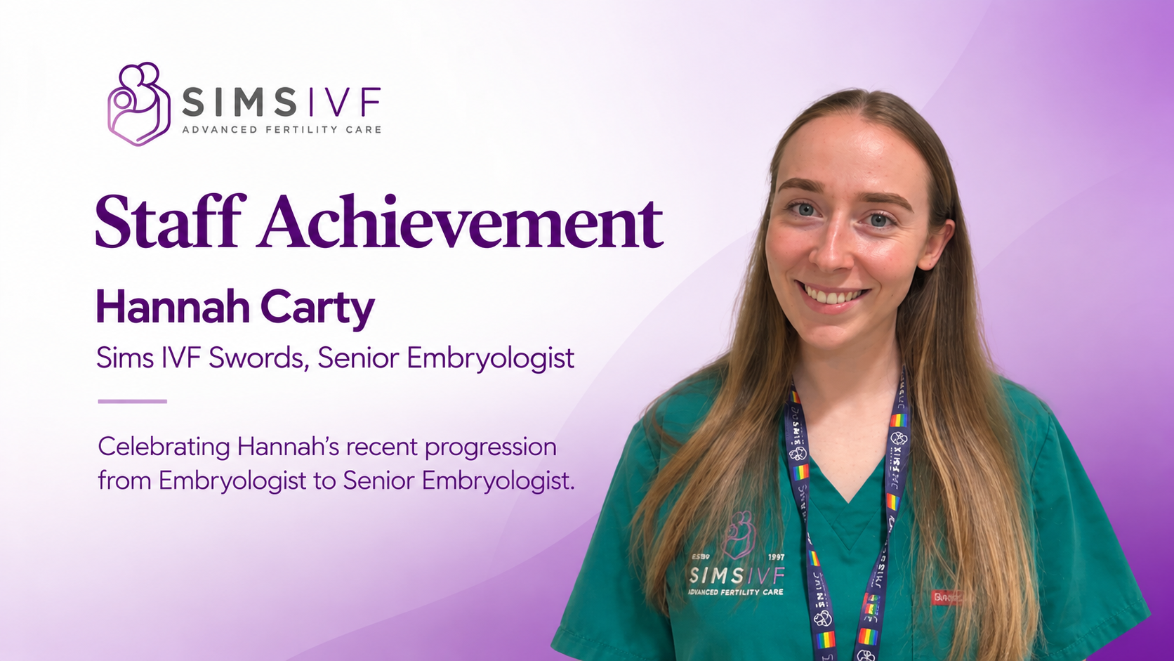 Hannah Carty Has Been Promoted to Senior Embryologist at Sims IVF Swords