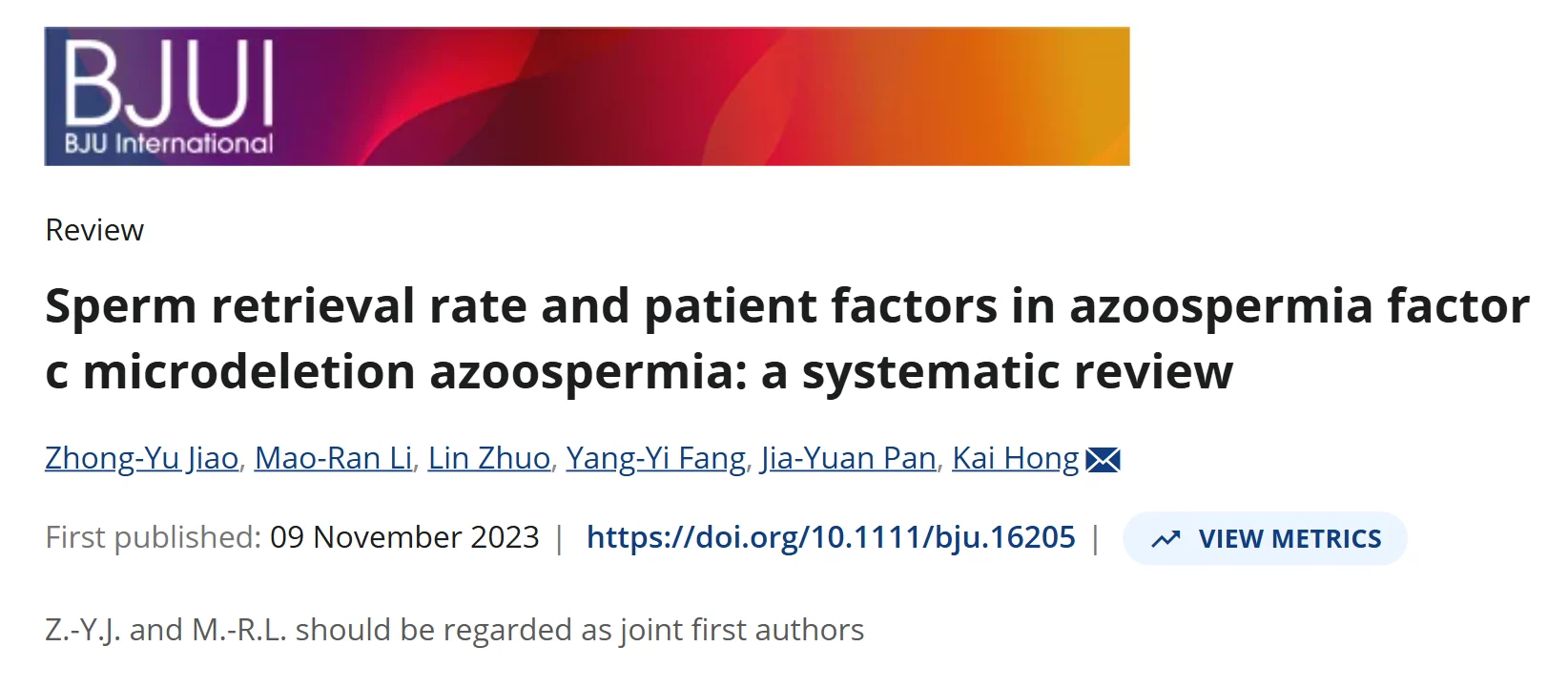 When Sperm Retrieval Is Not the End of the Genetic Story: Y-Chromosome Microdeletions in TESE-ICSI