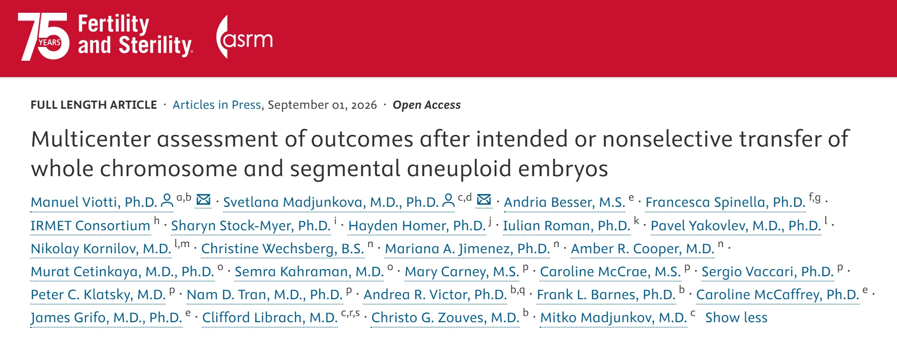 Manuel Viotti: New Data on Whole-Chromosome and Segmental Aneuploid Embryo Transfers