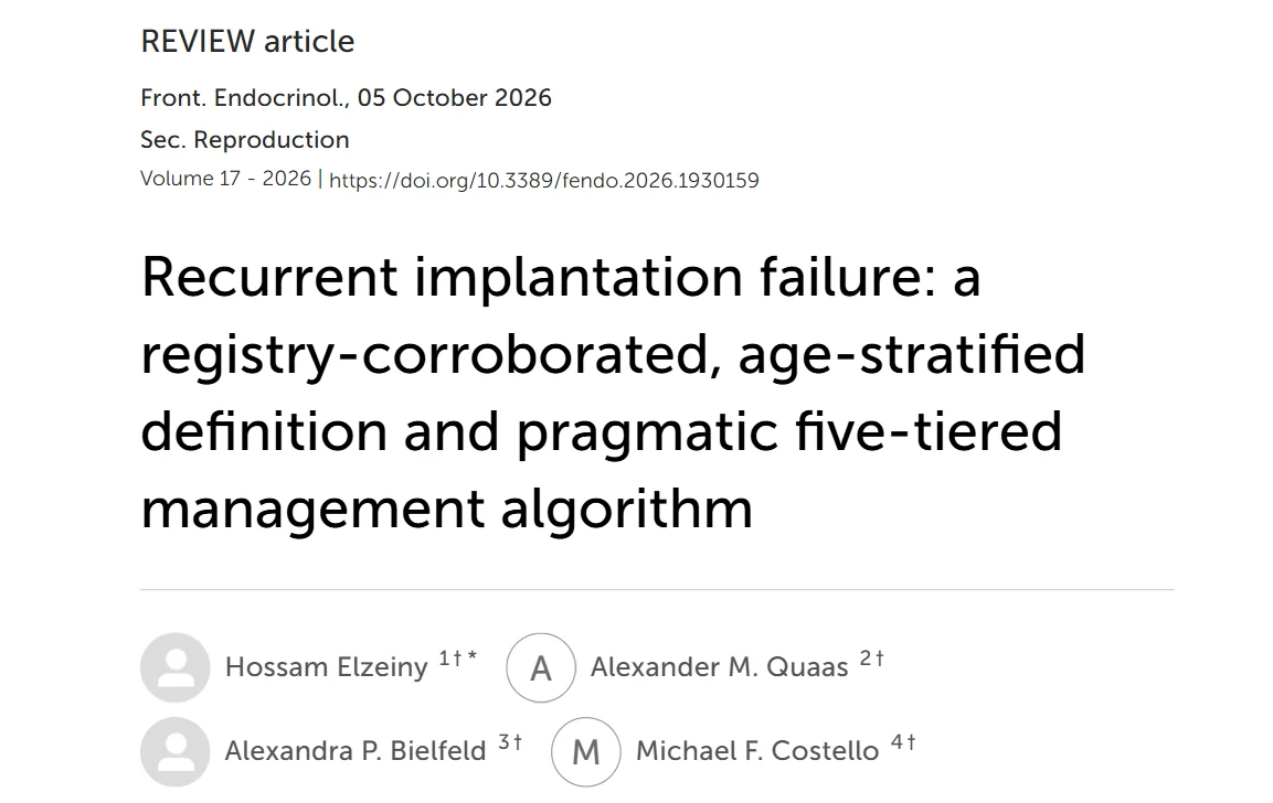 Hossam Elzeiny։ Our Review on RIF Has Been Published in Frontiers in Endocrinology